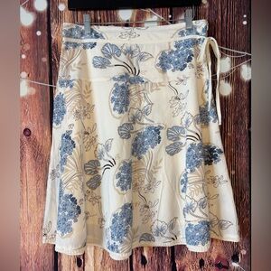 Coupe Collection 100% Cotton A-Line Skirt with Blue Floral Design